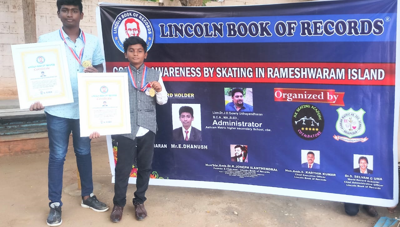 CORONA AWARENESS BY SKATING IN RAMESHWARAM ISLAND